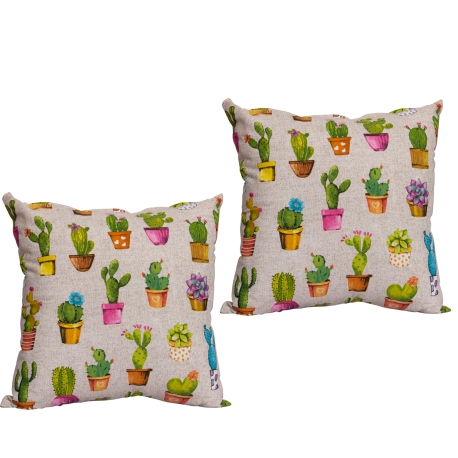Set 2 cojines Lona Espanola Agave 50x50 cm. Blanco. Masel
