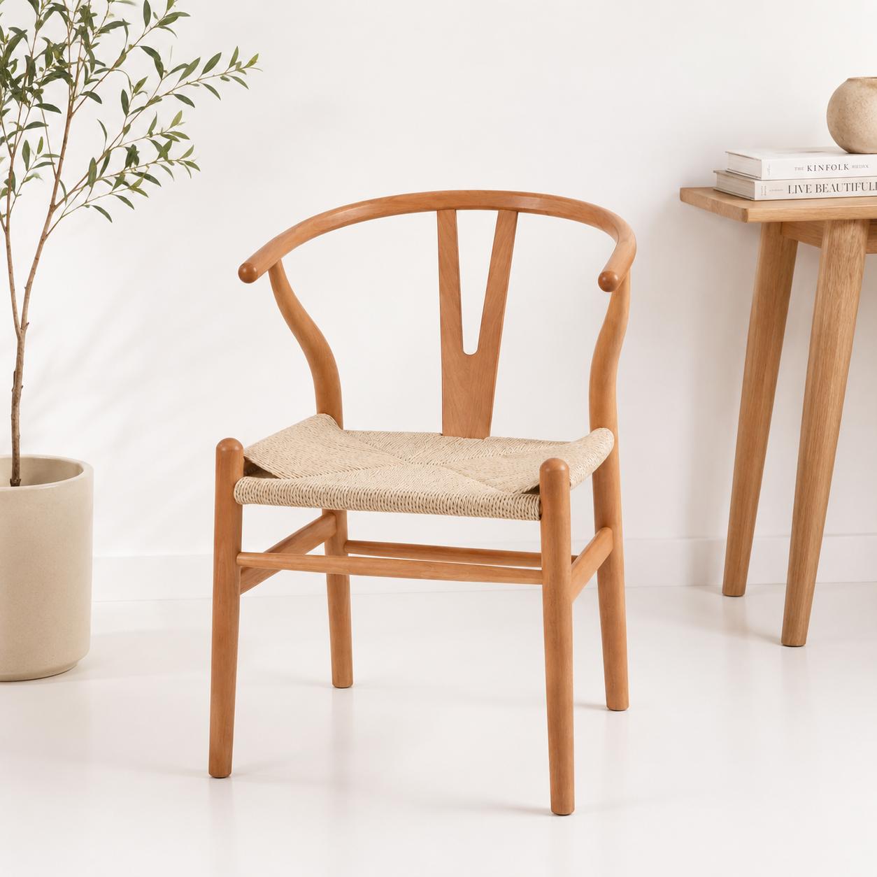 Silla Wishbone Madera y Hilo de cuerda Natural