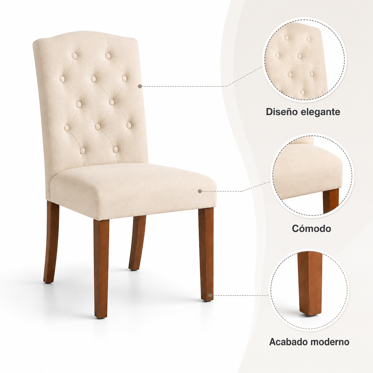 Silla de Comedor Acolchada Madera Elegance