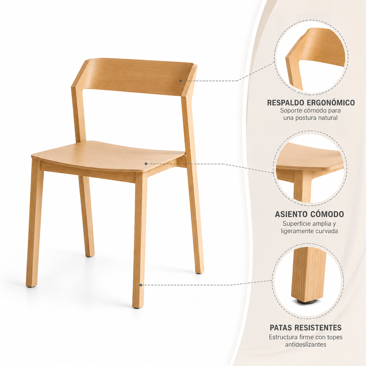 Silla de Comedor Madera Rover Viena Natural