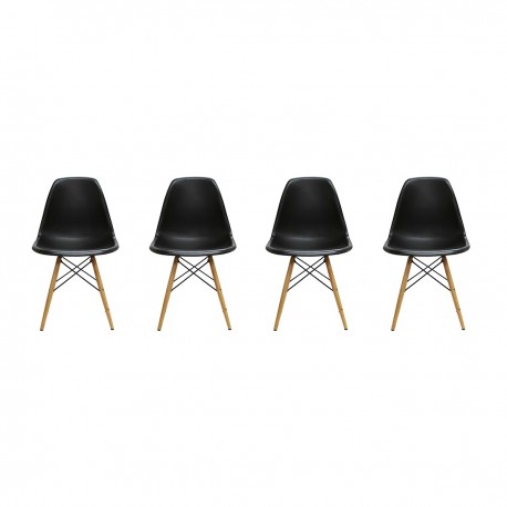 Sillas Eames DSW. Juego Cuatro Sillas Color Negro