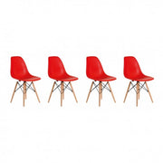 Sillas Eames DSW. Juego Cuatro Sillas Color Rojo