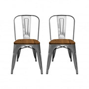 Sillas Tolix New Metal Base Dark Wood. Pack 2 unidades