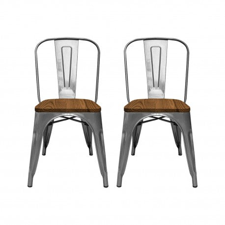 Sillas Tolix New Metal Base Dark Wood. Pack 2 unidades