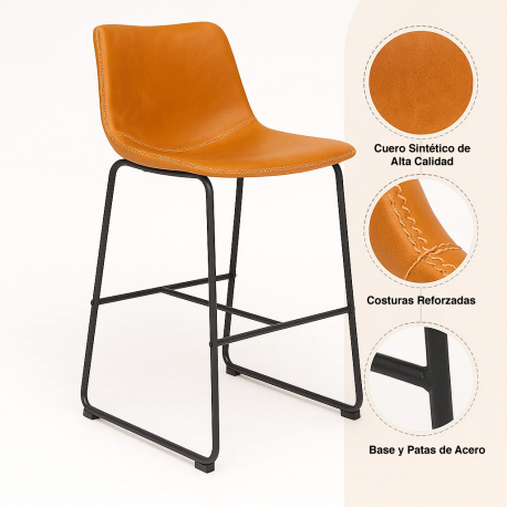 Taburete Phoenix Cuero PU Caramel