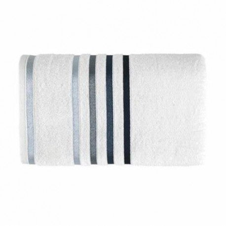 Toalla de Baño Karsten Lumina Blanco Azul 70x140 500gr El Container