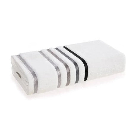 Toalla de Mano Karsten Lumina Blanco Gris 48x80 cm Algodón 500g Alta Absorción El Container