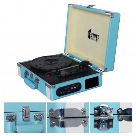 Tocadiscos 3 Velocidades con Maleta Celeste