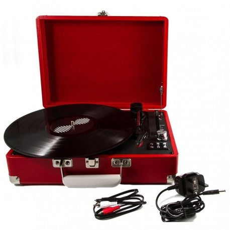 Tocadiscos Bluetooth 3 Velocidades Con Maleta Roja ST14012-29B
