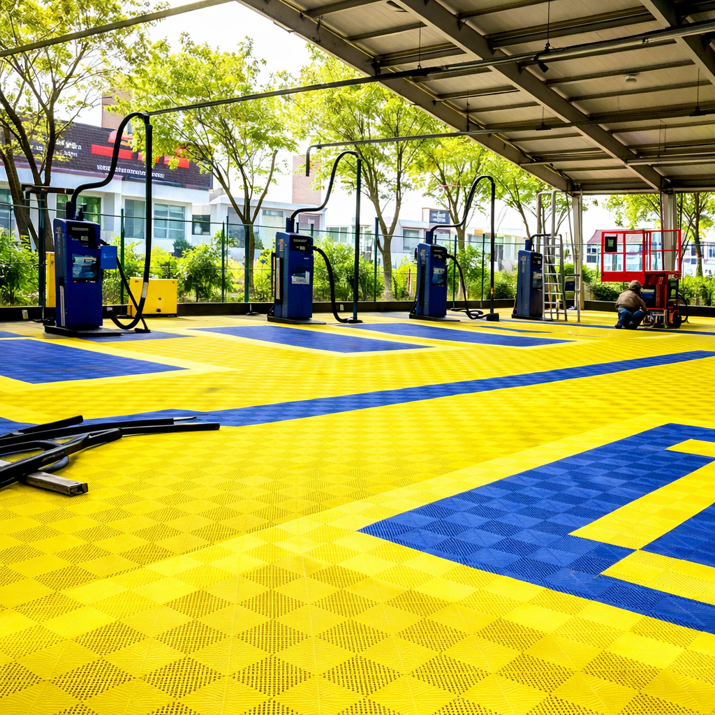 Piso Encastrable Plástico Garaje Autolavado Taller Detailing caja 6 unidades Amarillo