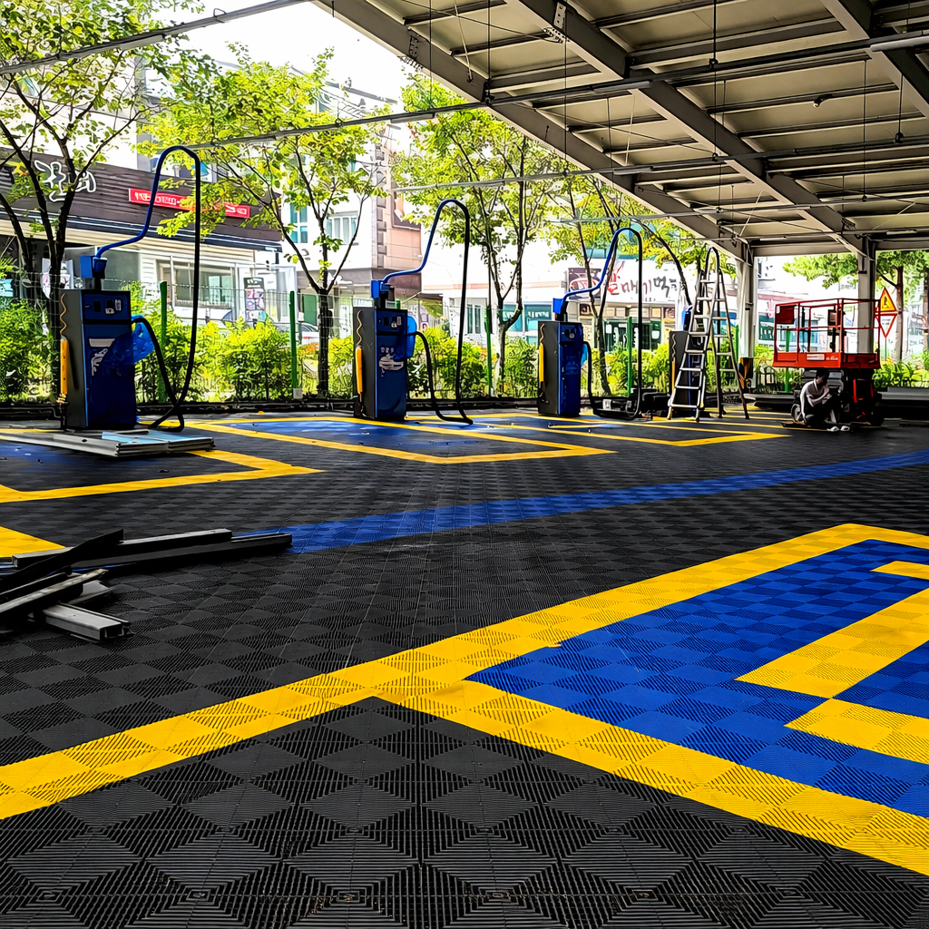 Piso Encastrable Plástico Garaje Autolavado Taller Detailing caja 6 unidades Negro