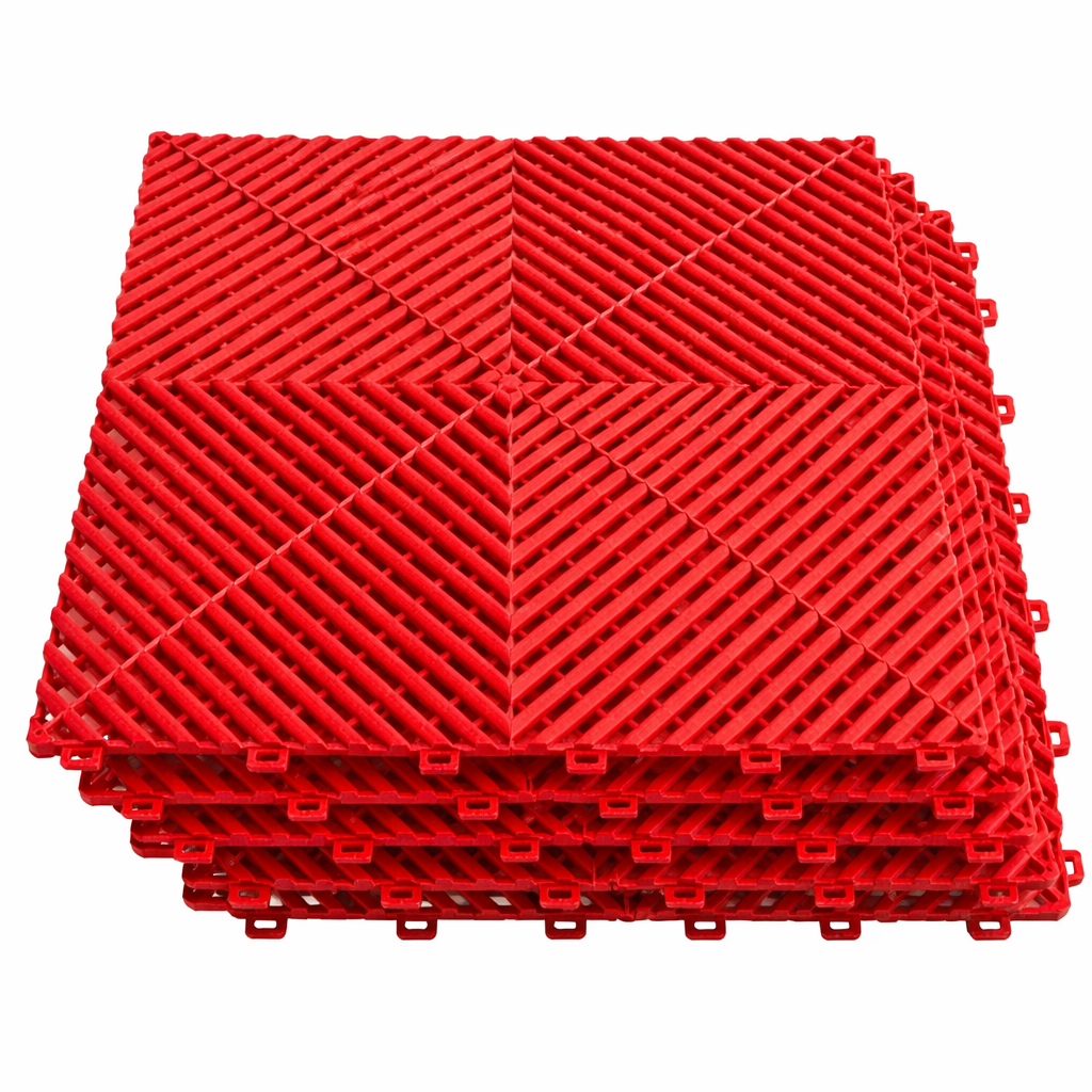 Piso Encastrable Plástico Garaje Autolavado Taller Detailing caja 6 unidades Rojo