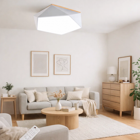 Lámpara led moderna pentagono sobrepuesta c/control 36+36w 400mm blanco 3000k-4000k-6000k modelo ukdah Konnergie