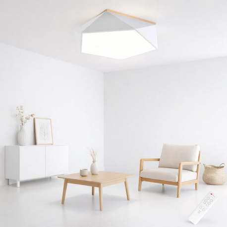 Lámpara led moderna pentagono sobrepuesta c/control 36+36w 400mm blanco 3000k-4000k-6000k modelo ukdah Konnergie