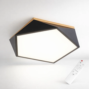 Lámpara led moderna pentagono sobrepuesta c/control 36+36w 400mm negro 3000k-4000k-6000k modelo ukdah Konnergie