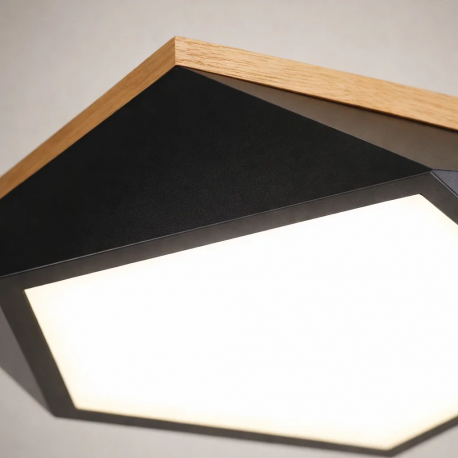 Lámpara led moderna pentagono sobrepuesta c/control 36+36w 400mm negro 3000k-4000k-6000k modelo ukdah Konnergie