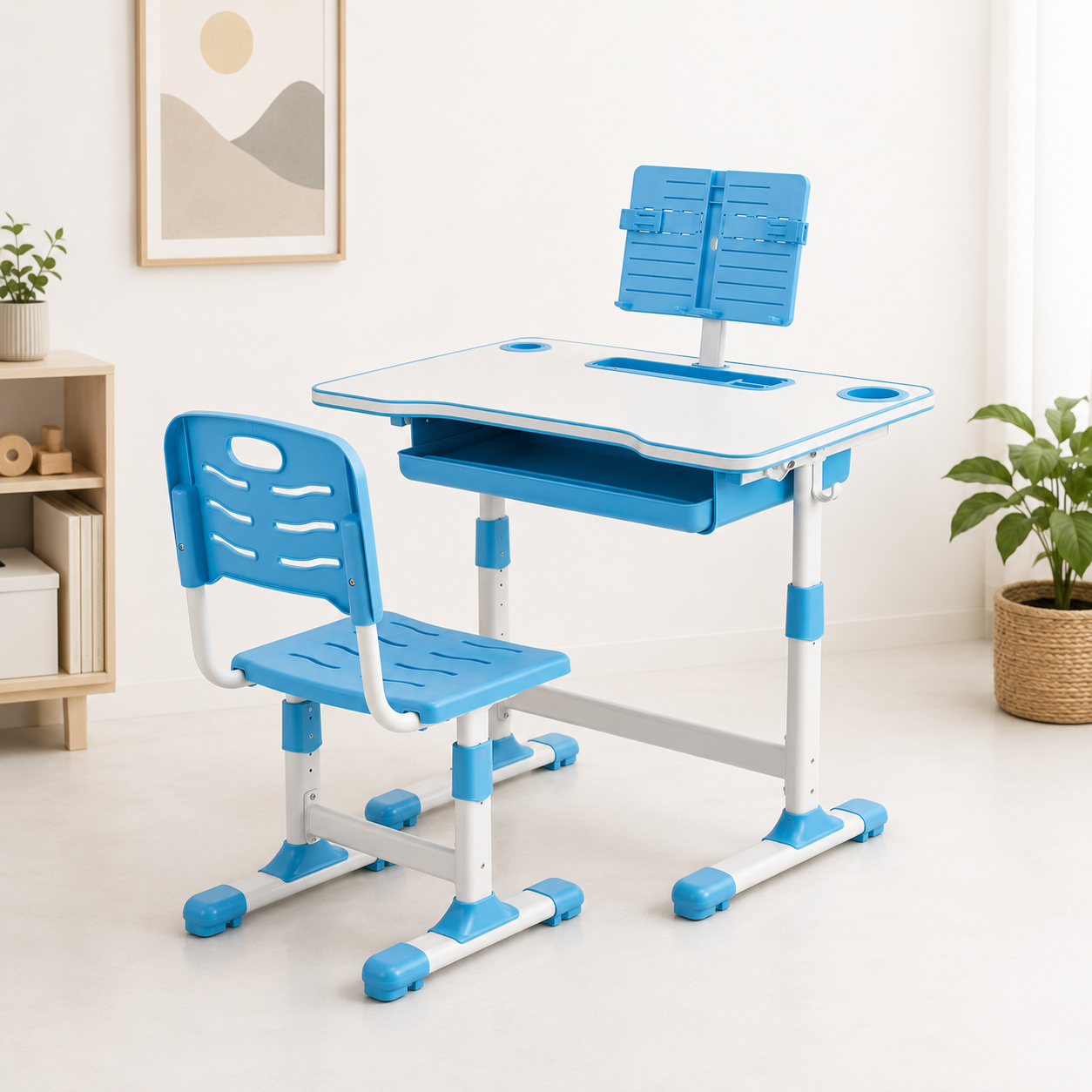 Escritorio + Silla Ergonomica para niños Azul