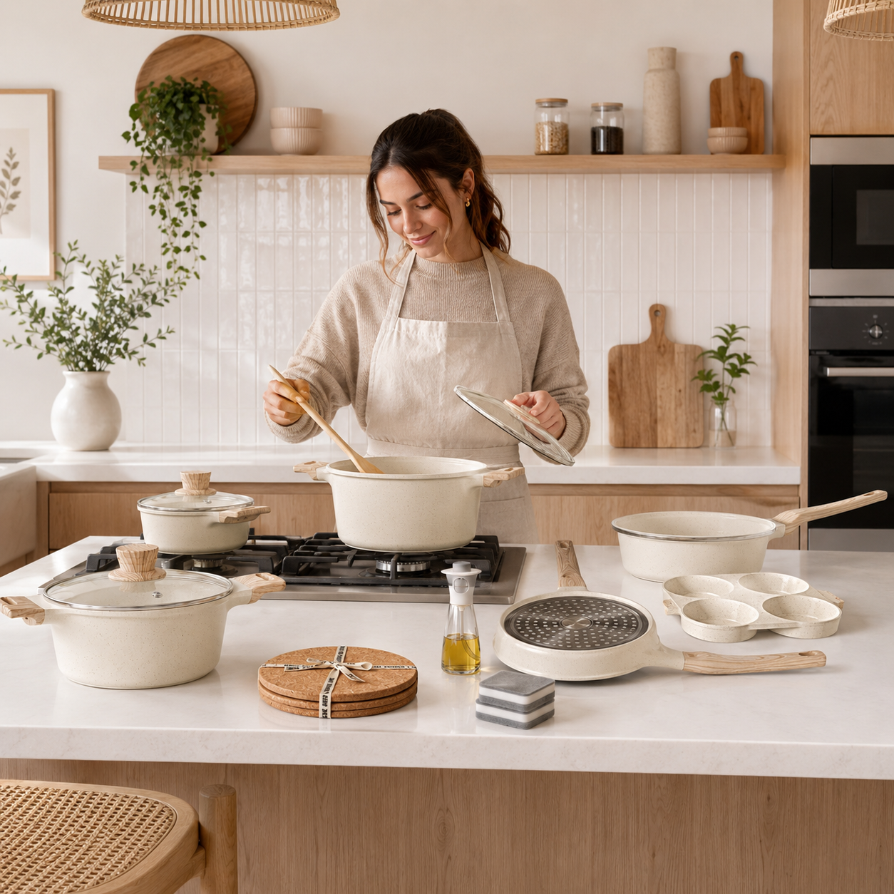 Batería de Cocina Antiadherente Granito 20 Piezas Caanasweis
