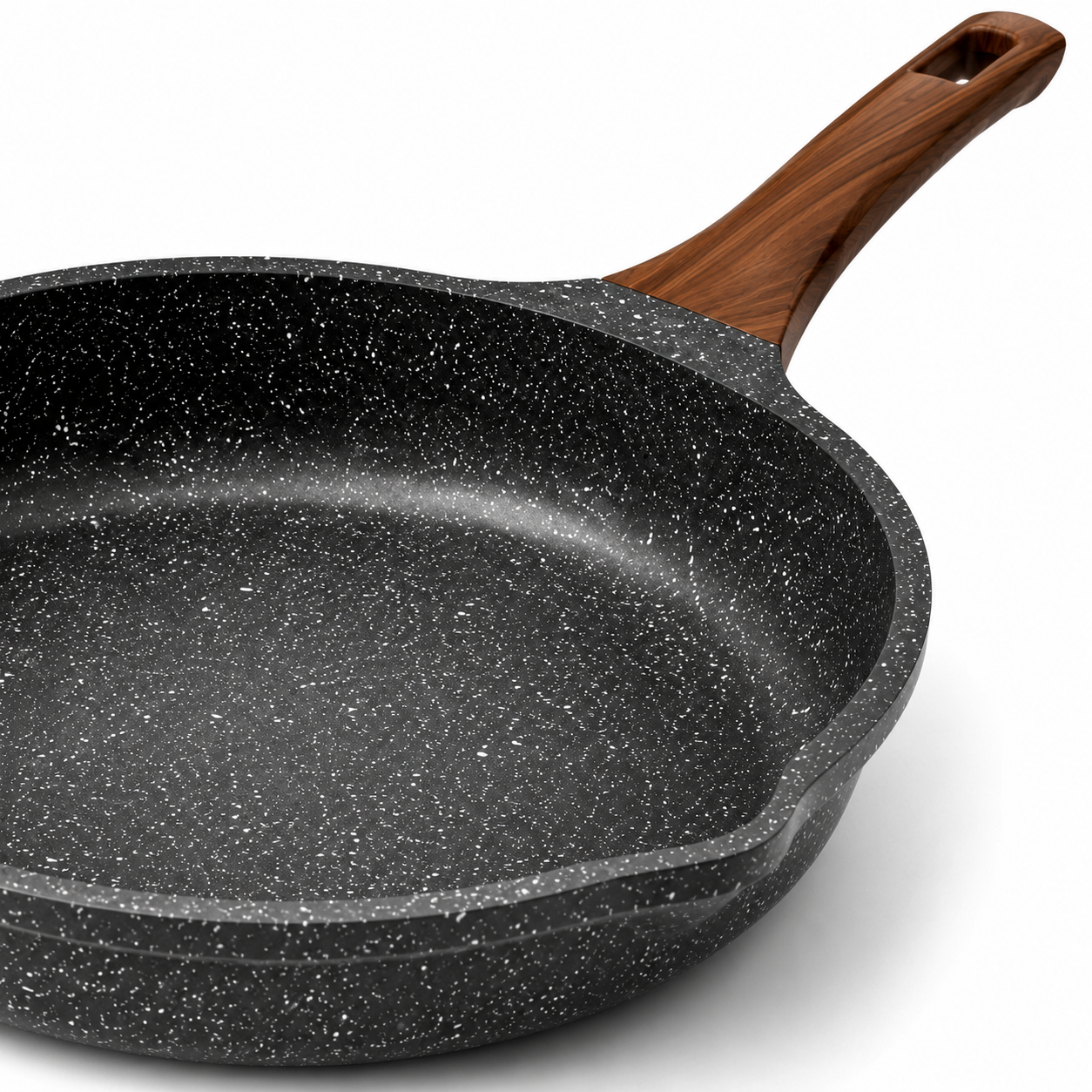 Sartén Antiadherente Efecto Piedra con Mango Madera