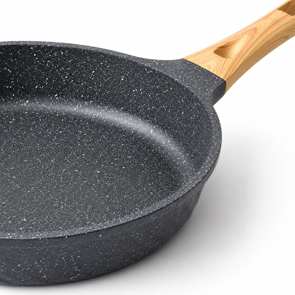 Set de Sartenes Antiadherentes Efecto Piedra con Mango Madera