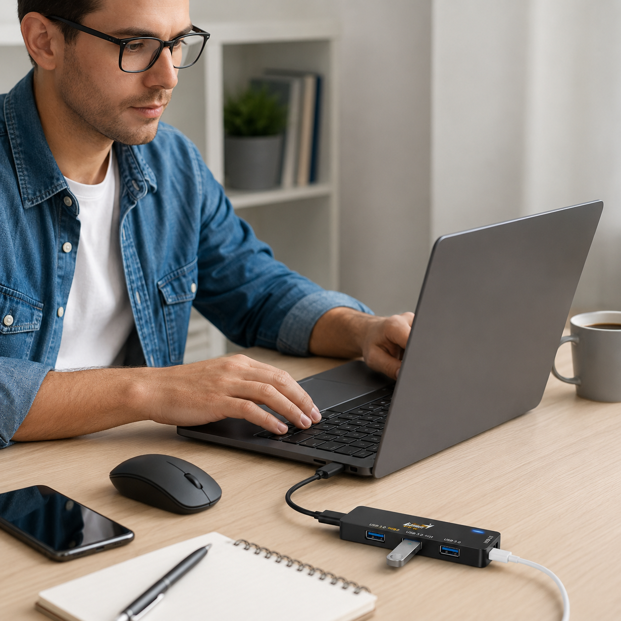 Hub 4 en 1 Genius Plug Type C to USB 3.0