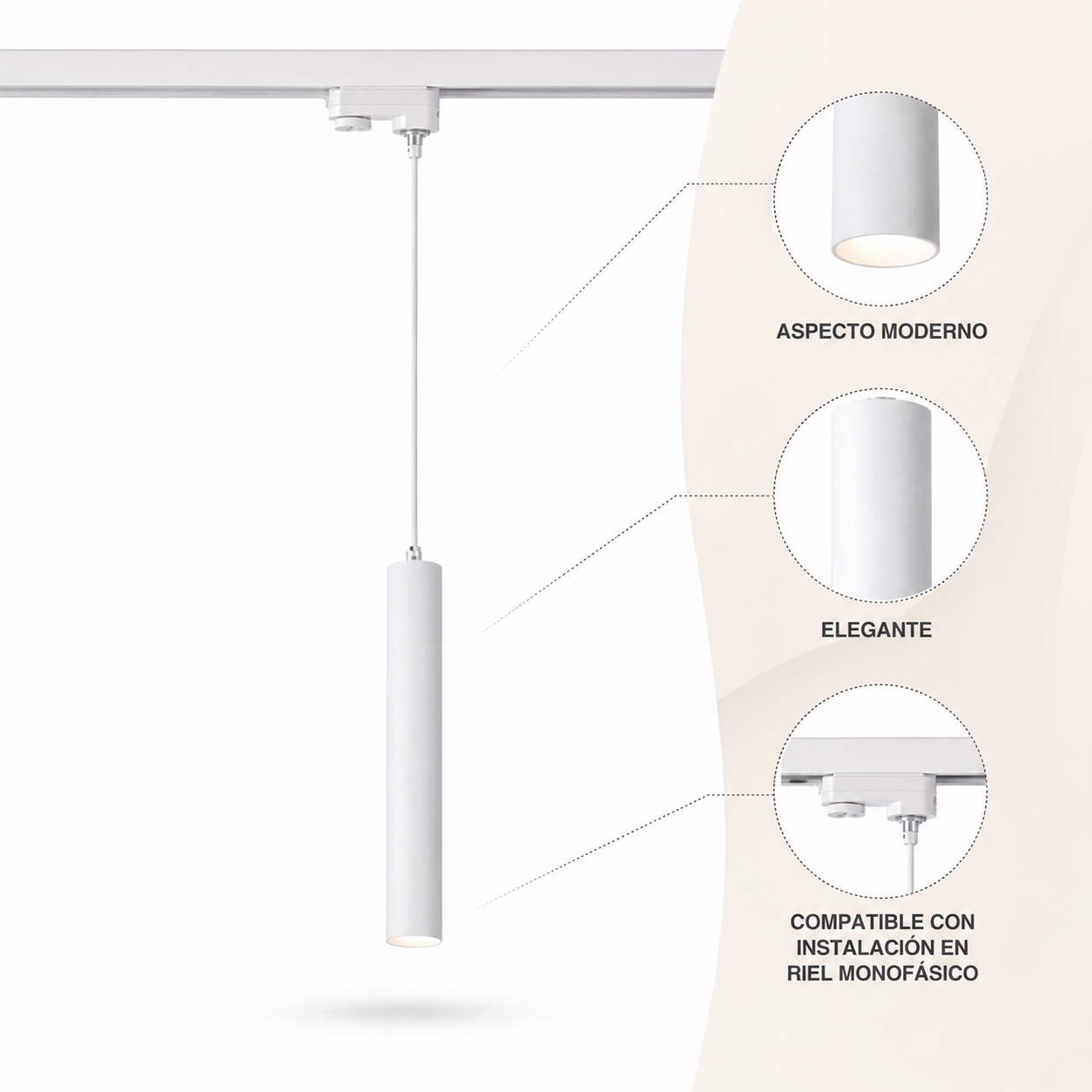 LAMPARA BLANCA PORTA GU10 A RIEL MODELO ENIF KONNERGIE