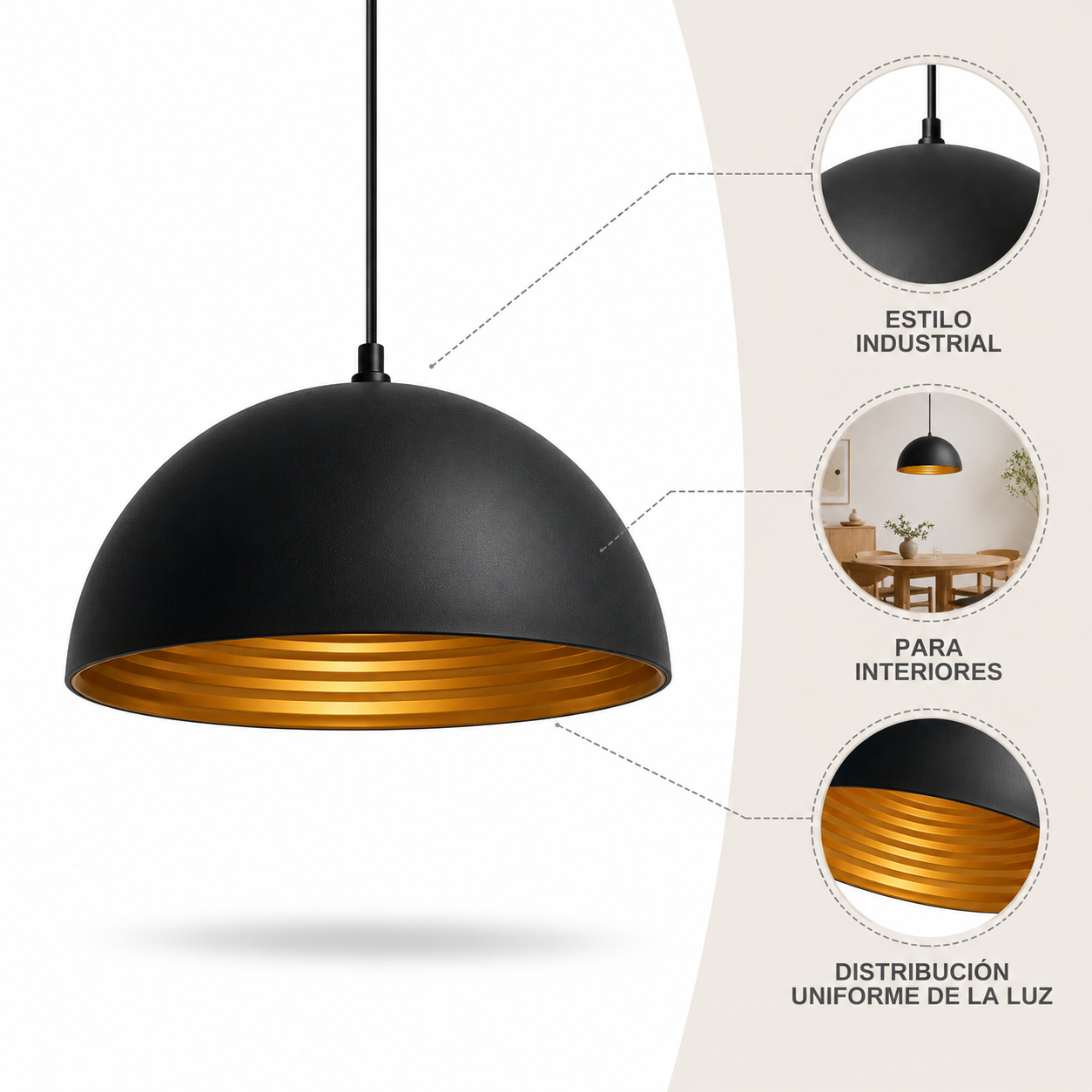 Lámpara colgante negra Loft Prisma