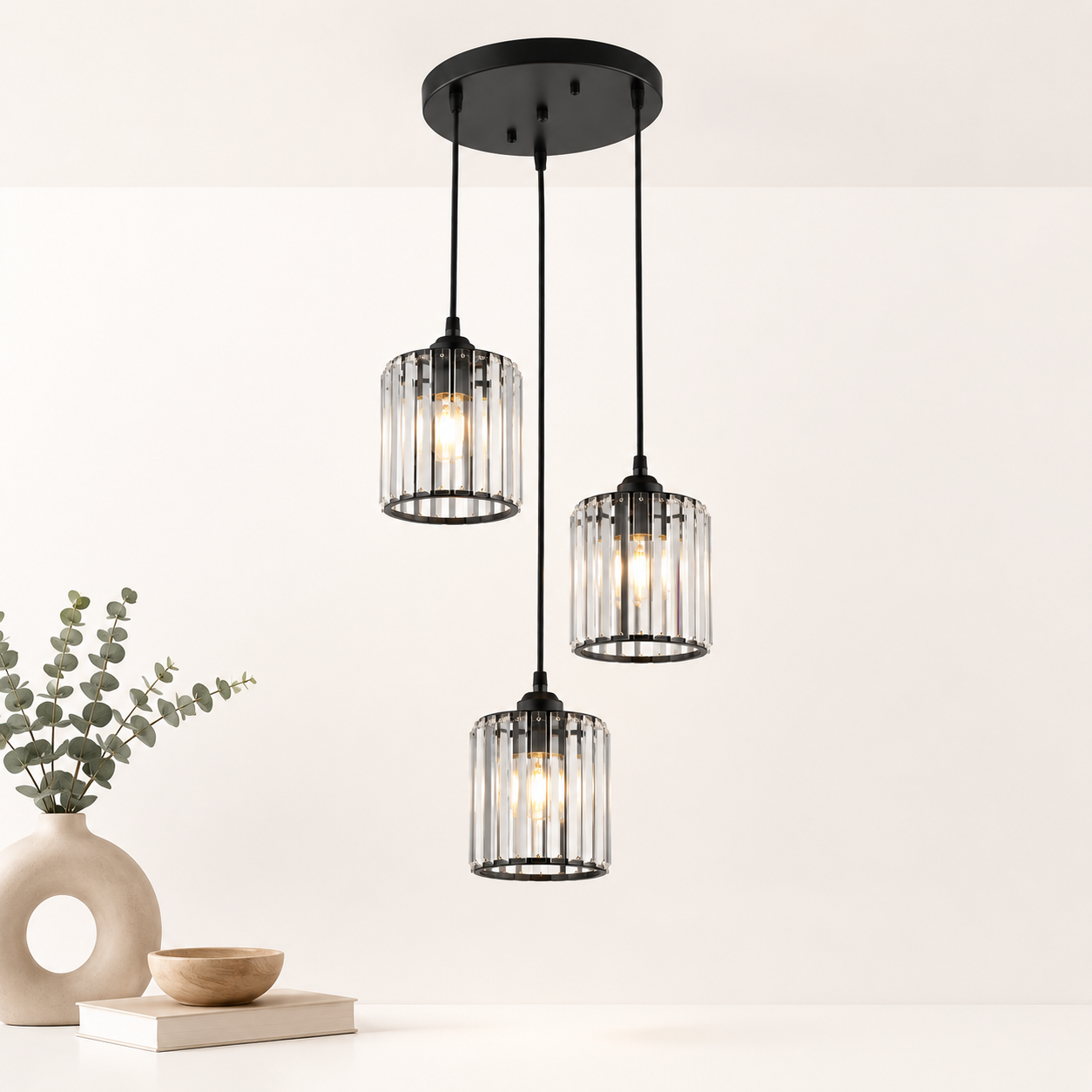 Lámpara colgante triple Loft Carbón