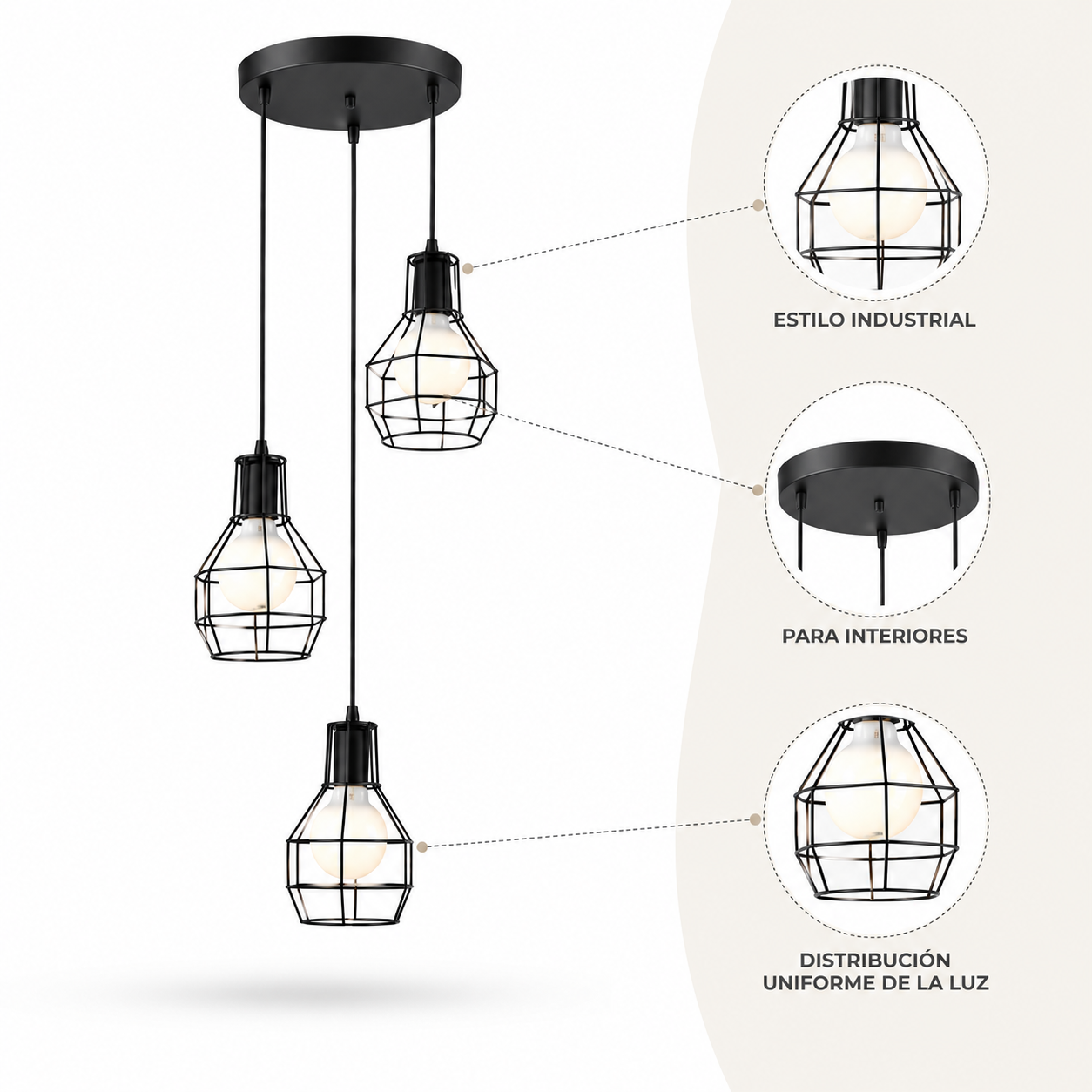 Lámpara colgante triple Loft Ferrara