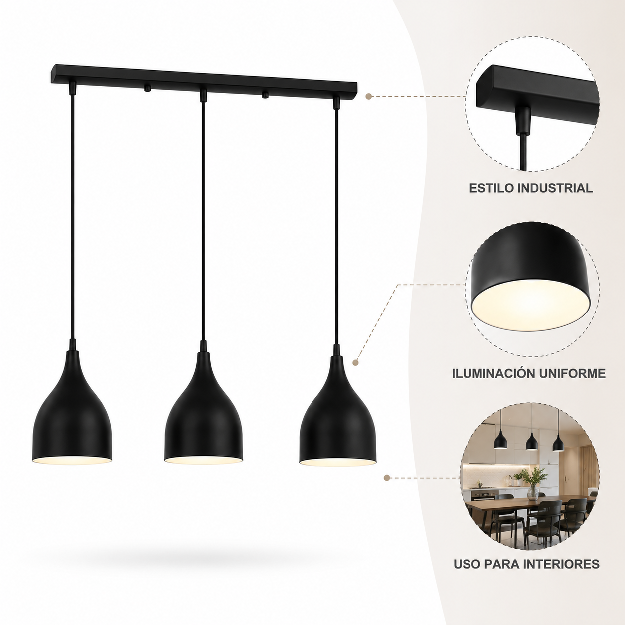 Lámpara colgante triple Nordic Elipse