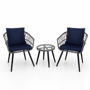 Juego Terraza Balcon Bintang Sillones Con Almohadon Y Mesa Azul