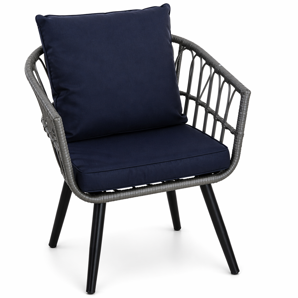Juego Terraza Balcon Bintang Sillones Con Almohadon Y Mesa Azul