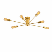 Lampara de techo dorada 6 porta ampolleta e27 modelo mirach Konnergie