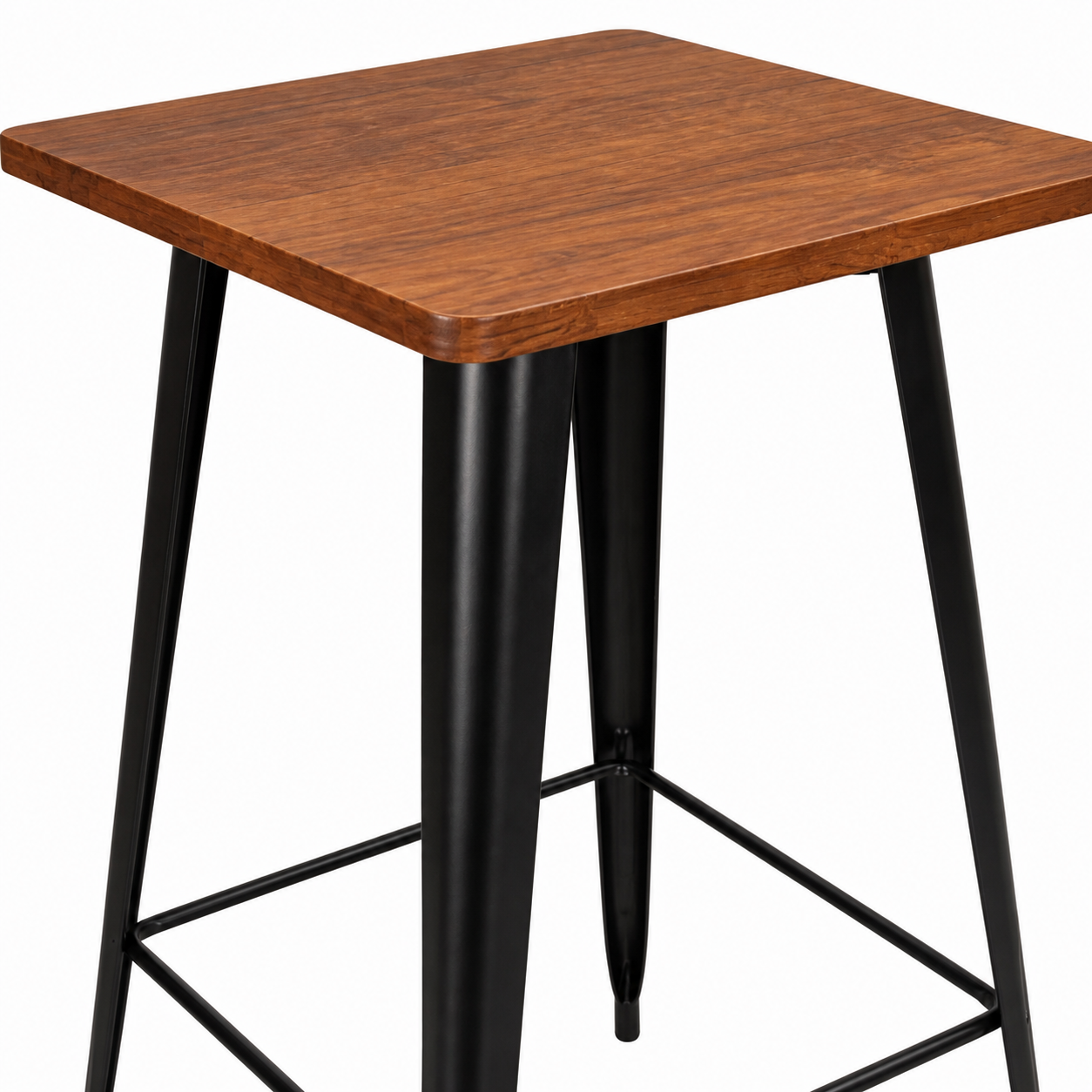 Mesa Bar tolix negra cubierta madera