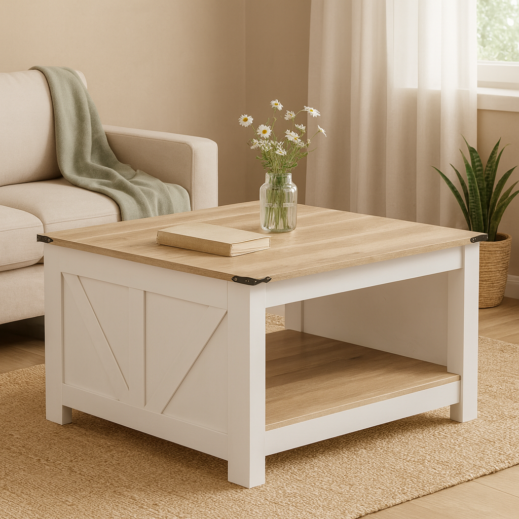 Mesa De Centro Bergen duo Blanca Roble