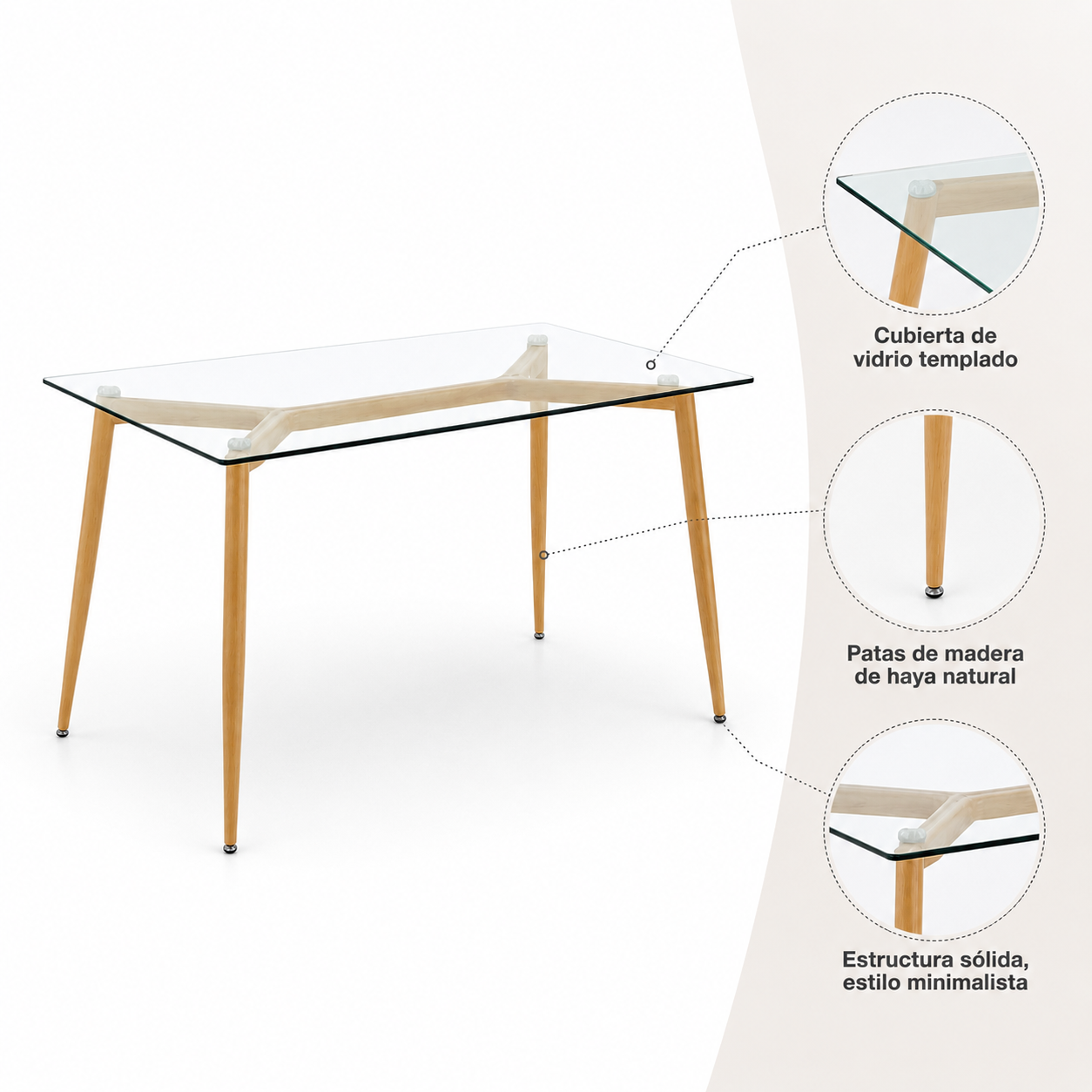 Mesa Eames Rectangular Vidrio