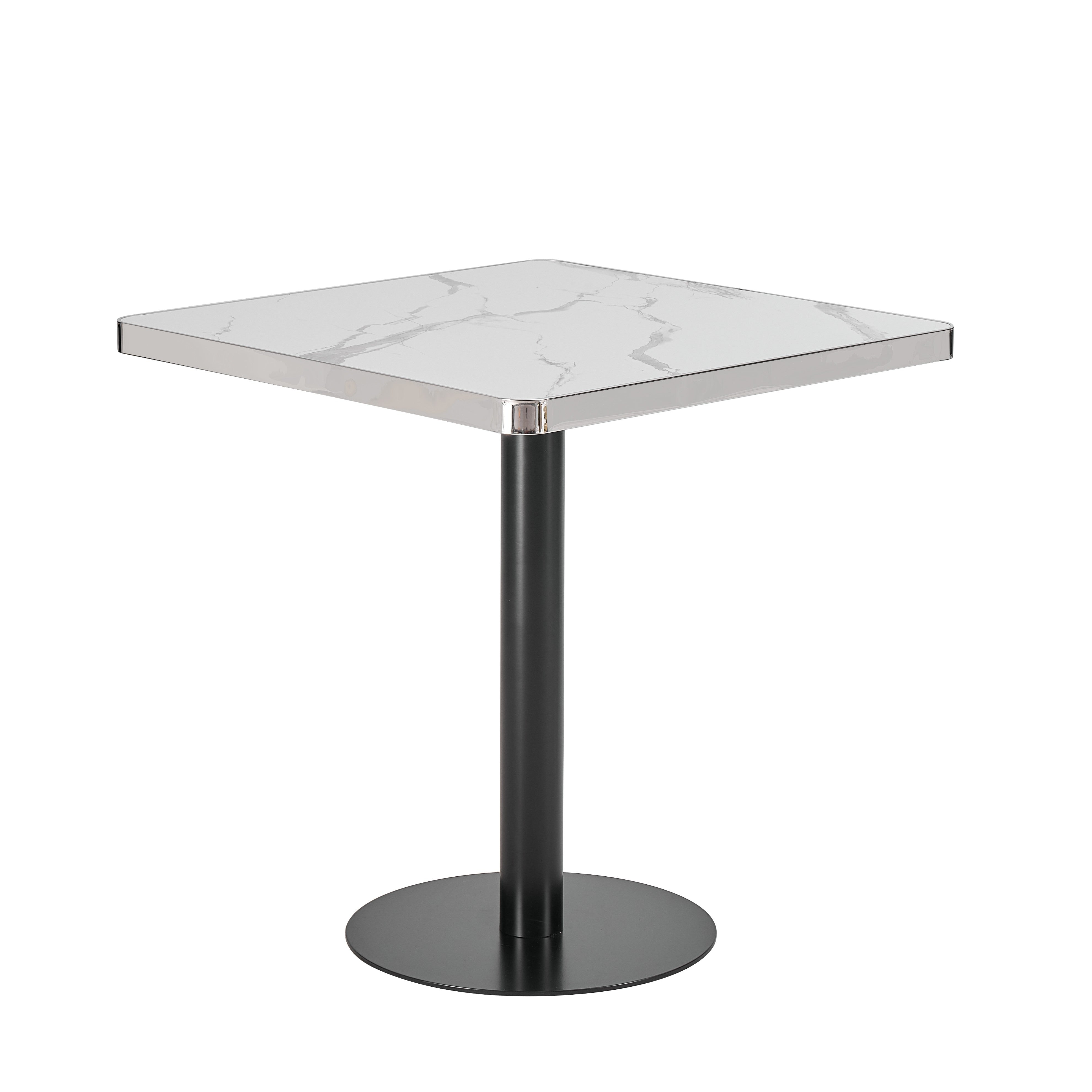 Mesa Parisina 70x70 Marmol Ribete Plateado
