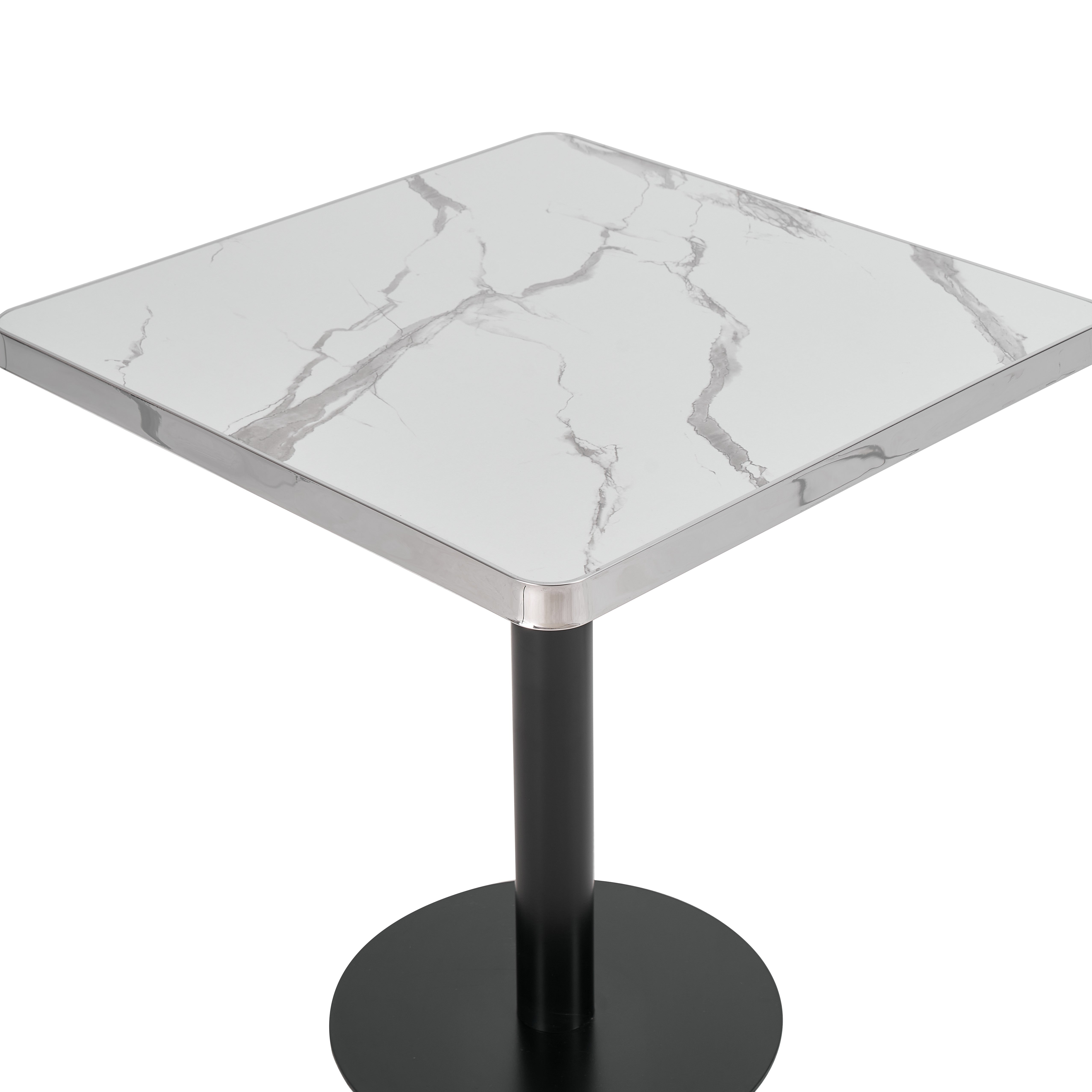 Mesa Parisina 70x70 Marmol Ribete Plateado