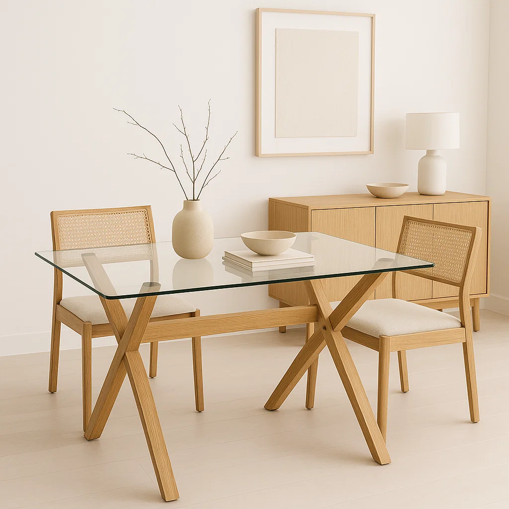 Mesa Rectangular 140x90 Cubierta Vidrio