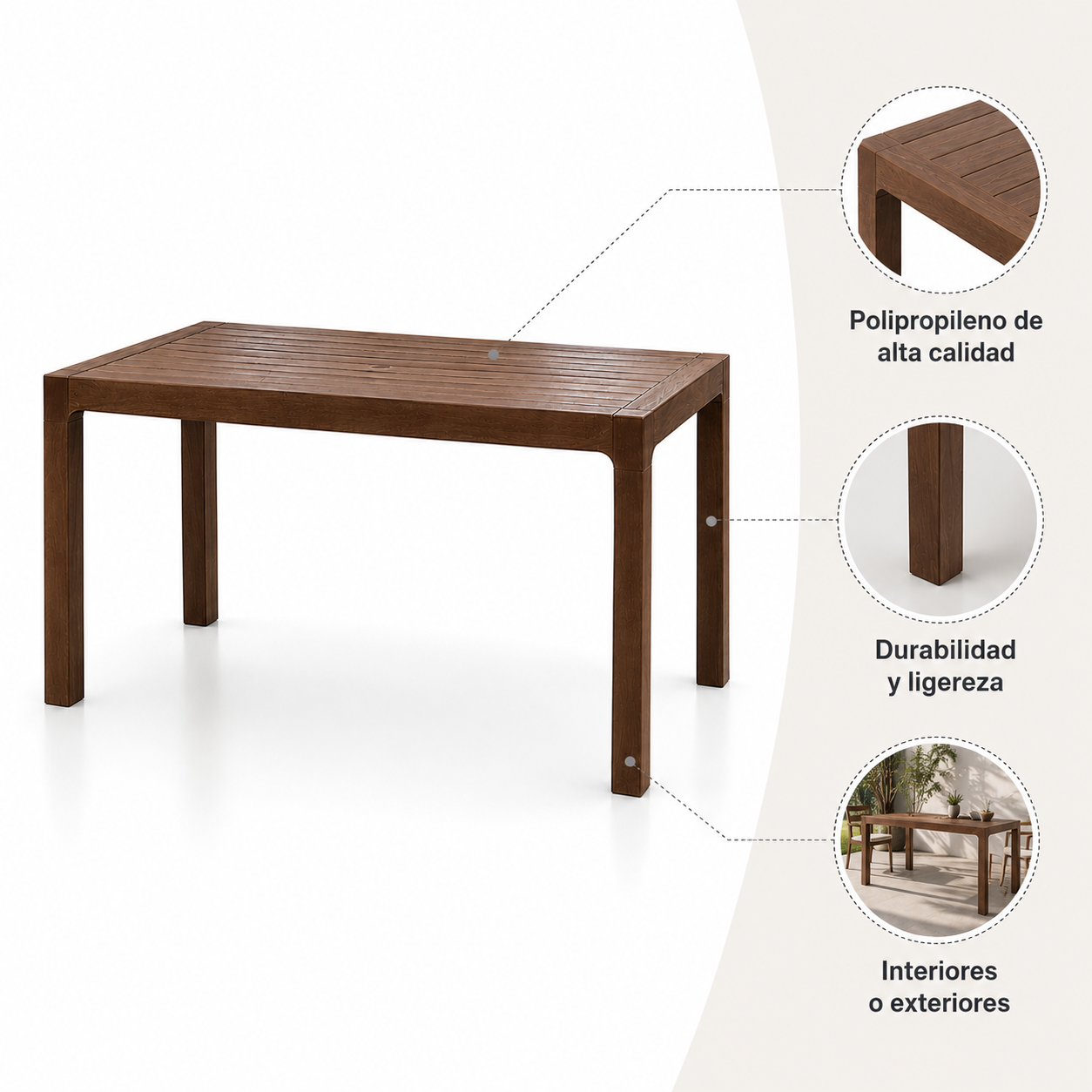 Mesa Roble Rectangular Reyplast