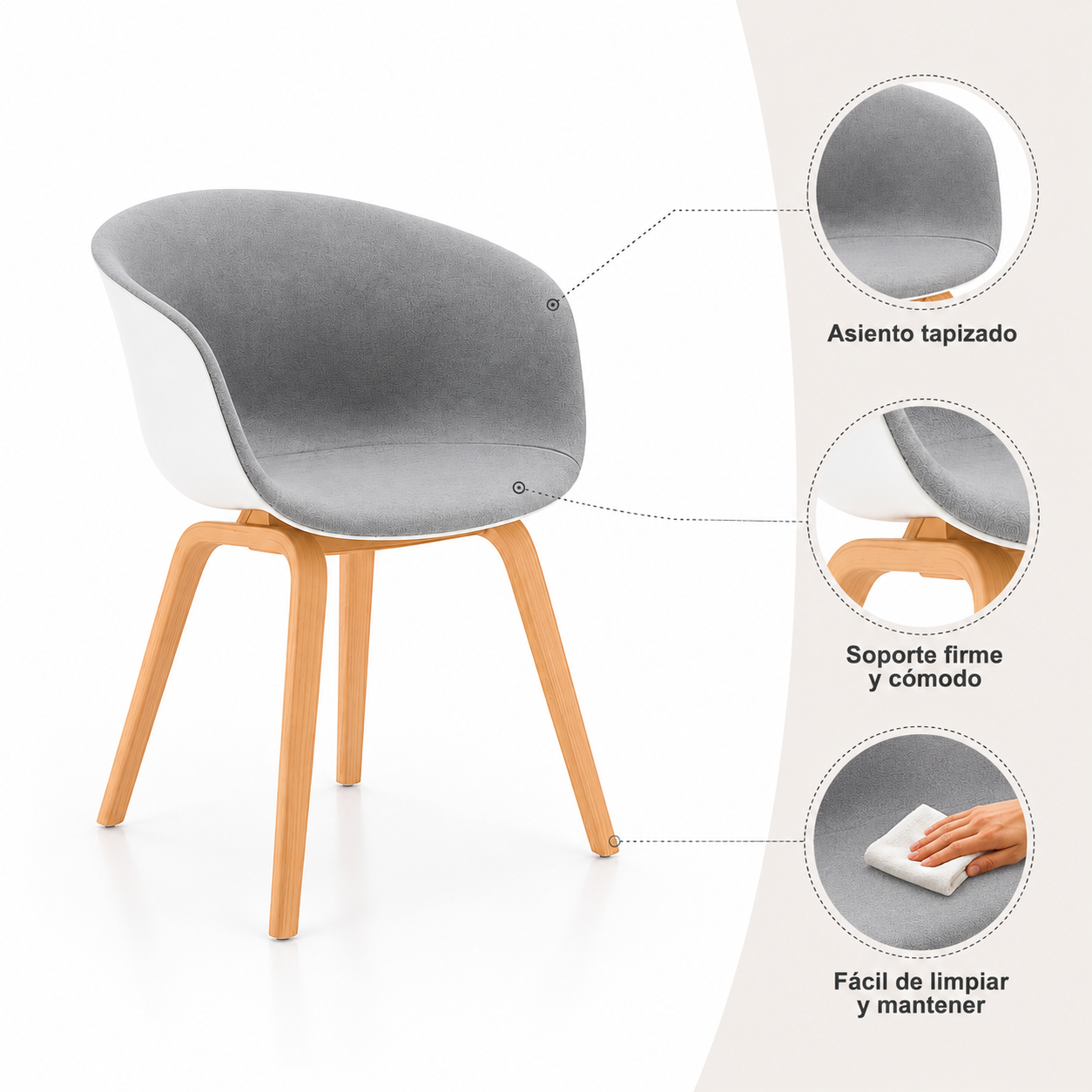 Pack 2 Sillas de Comedor Modelo Gaudí Gris