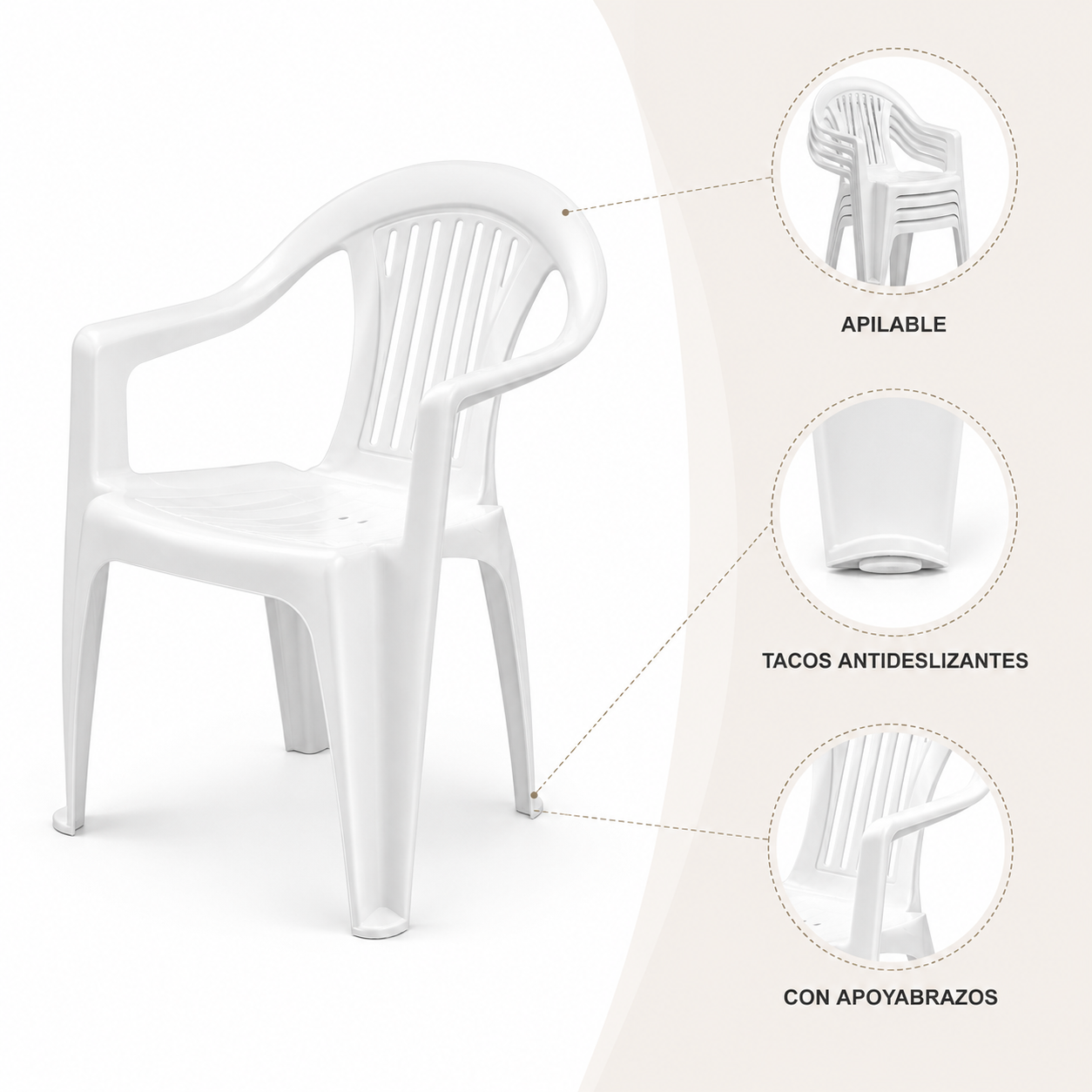Silla Barcelona Con Brazo Reyplast
