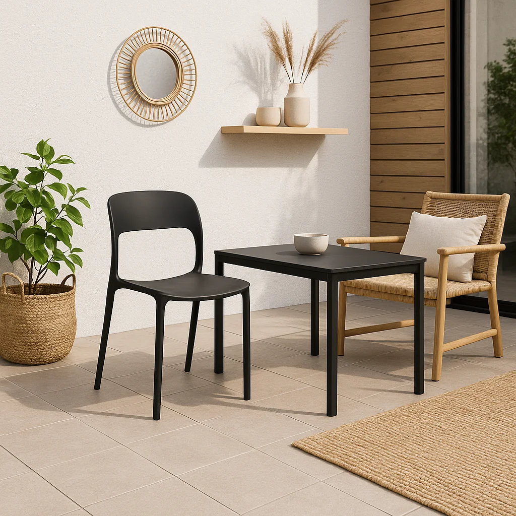 Silla Comedor o Terraza alto trafico Brooklyn Negra