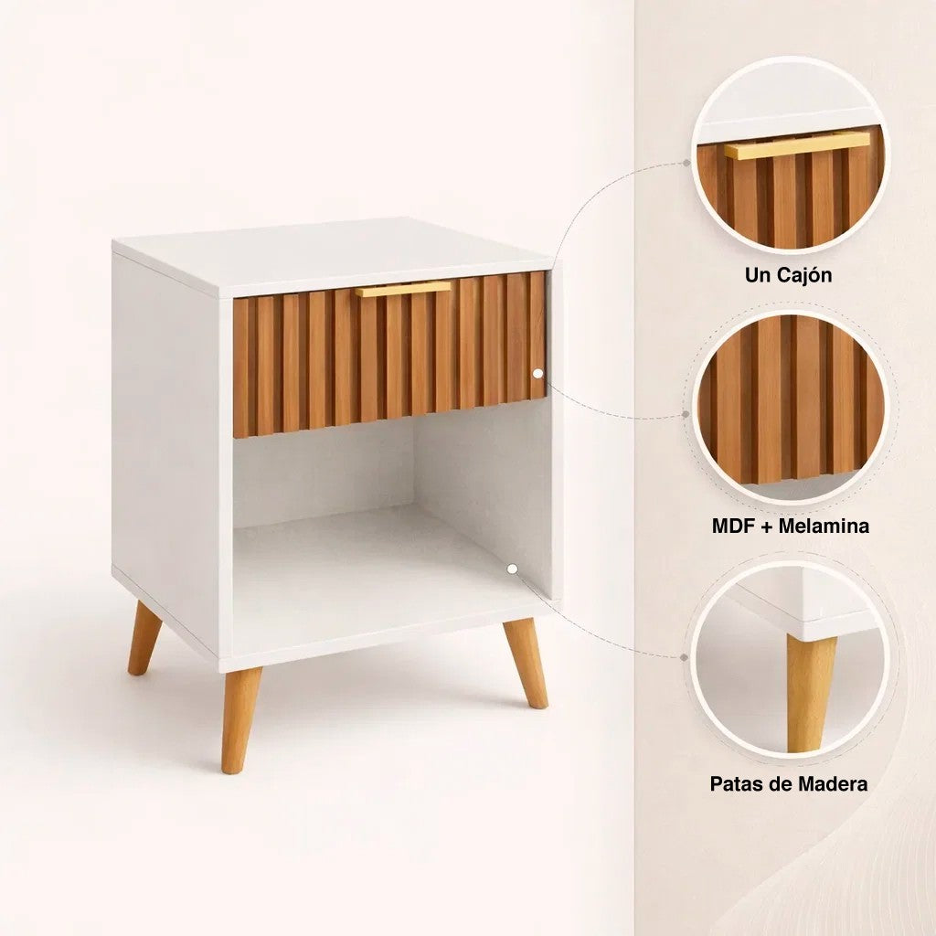 Velador Toulouse Blanco / Madera