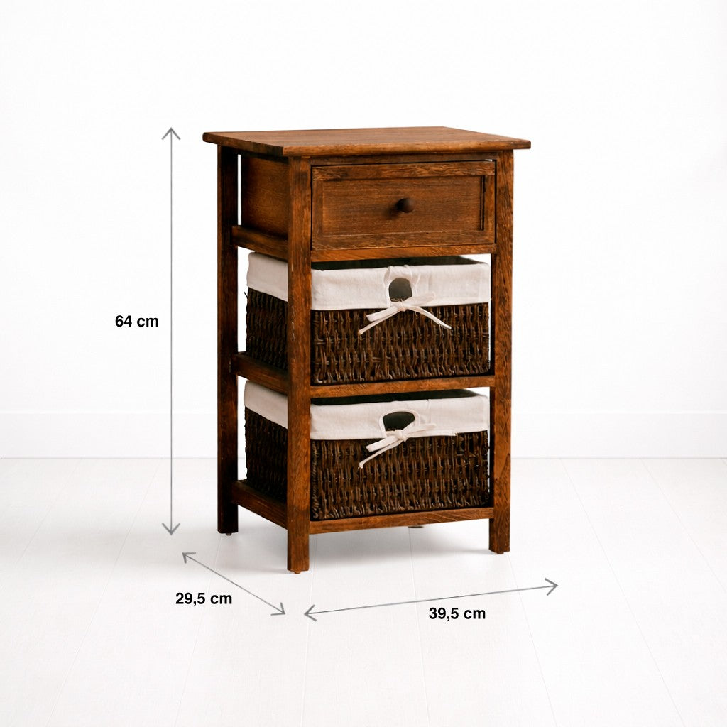 Velador vintage 1 cajon 2 canastos
