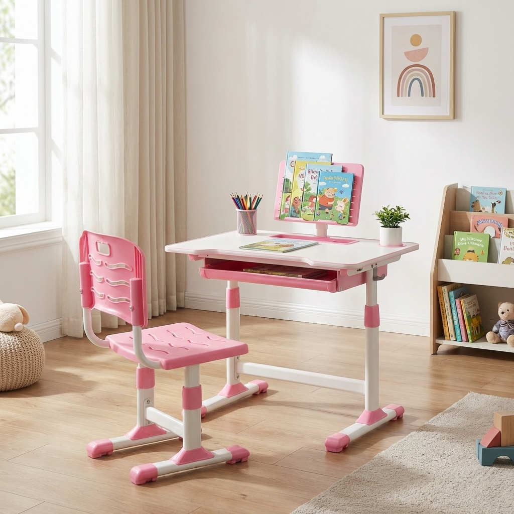 Escritorio + Silla Ergonomica para niños Rosado