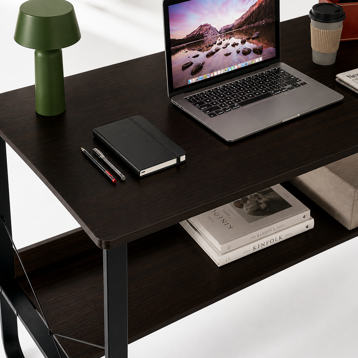 Escritorio industrial reforzado dark wood