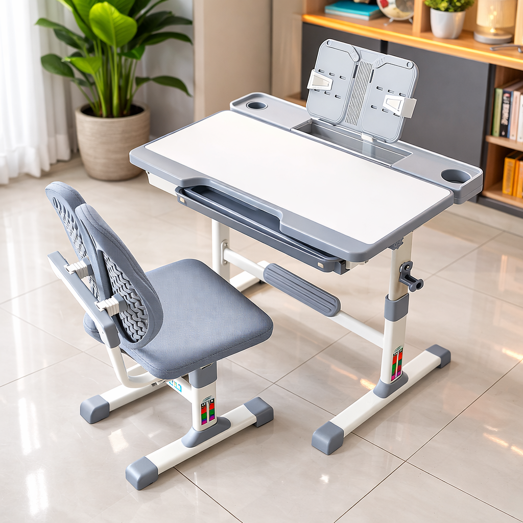 Escritorio más Silla Ergonomica para niños Gris