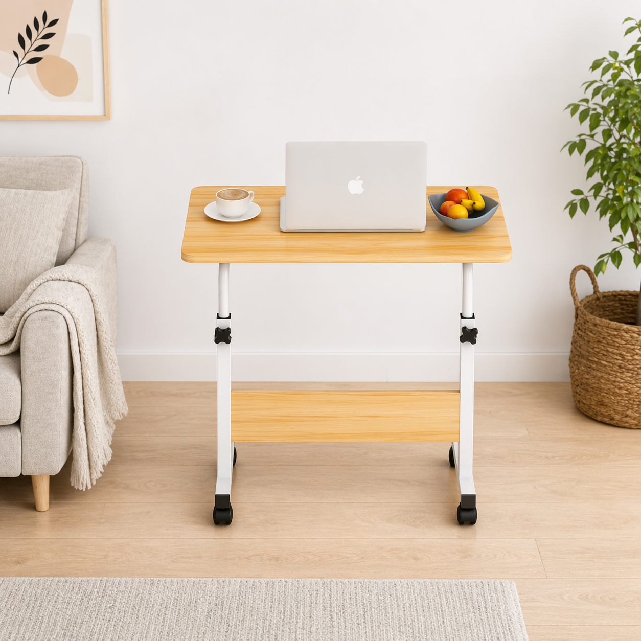 Mesa ajustable para computador madera clara