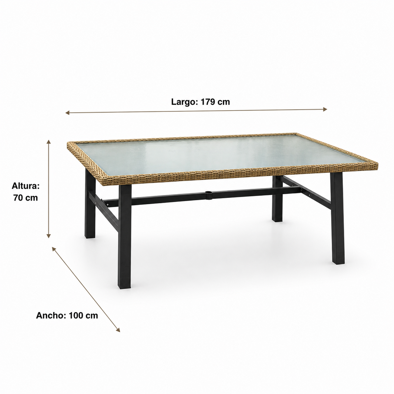 Mesa Monbard cubierta de vidrio